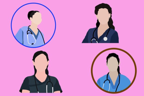 Beautiful Nurse Avatar Vector Art Bundle: Graphics & Crafts