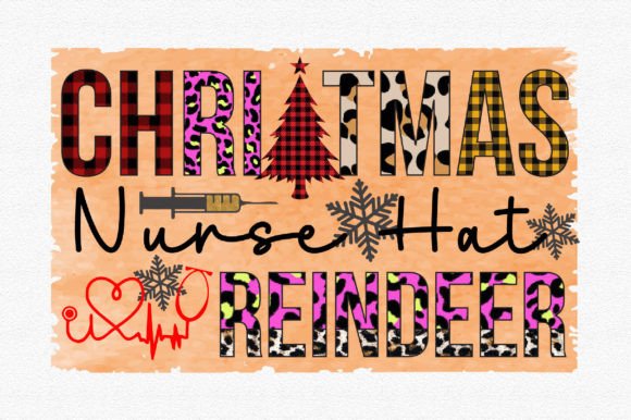 Christmas Nurse Hat Reindeer Sublimation Graphics