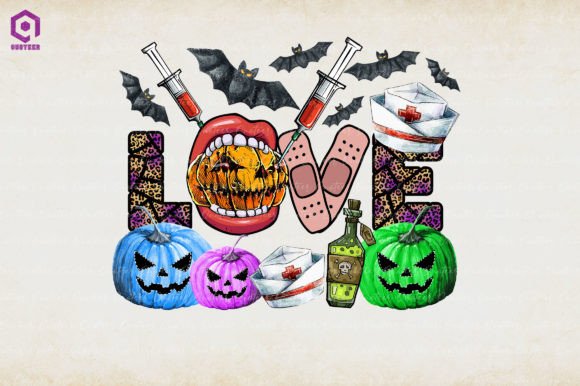 LOVE Halloween Nurse Sublimation Graphics and Crafts