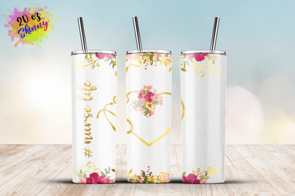 Nurse Life Floral 20oz Skinny Tumbler: Graphics & Crafts Asset Review